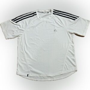 VTG 2007 ADIDAS CLIMA365 LG WHITE BLACK 3 STRIPE LOGO T SHIRT MESH ATHLETIC GYM
